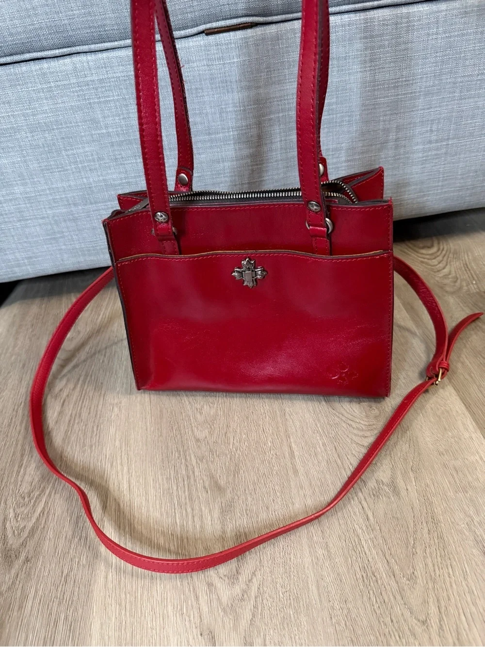 Patricia Nash Red Leather Shoulder Tote